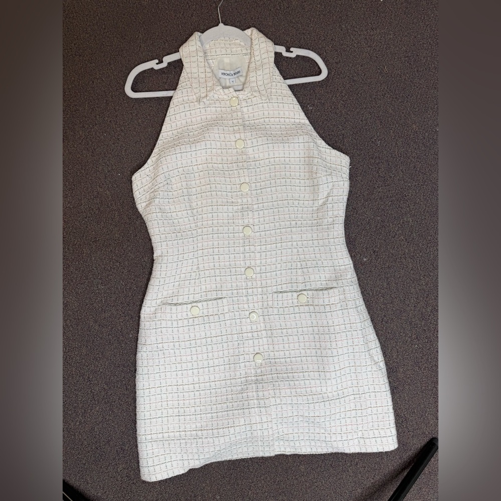 NWT Veronica Beard Roxanne Tweed Button Front Mini Dress Size 12 - Picture 5 of 8